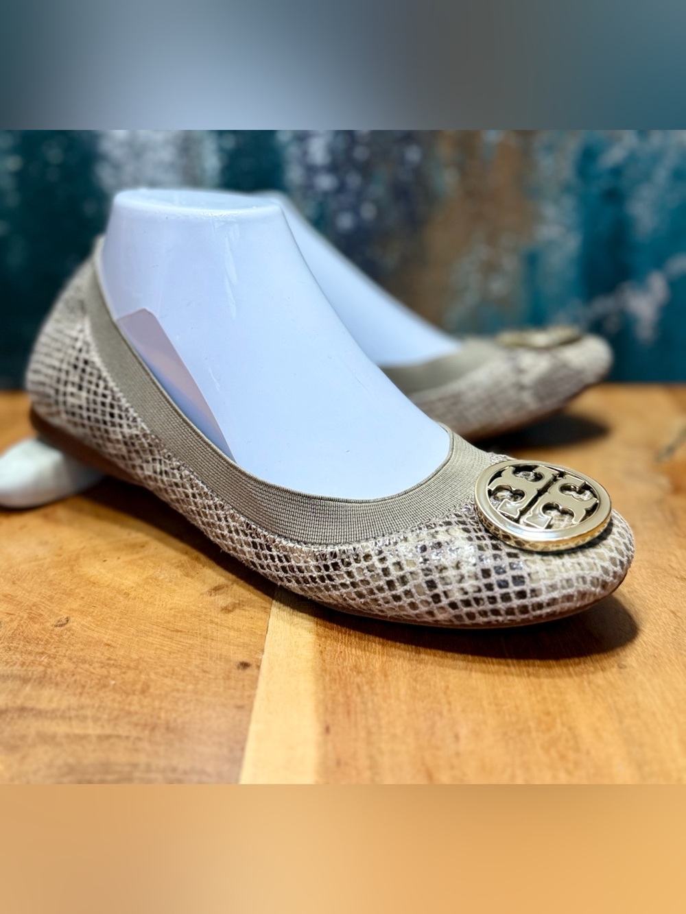 Tory Burch Balletcore Caroline Snakeskin Ballet Flats Women’s Size 7.5